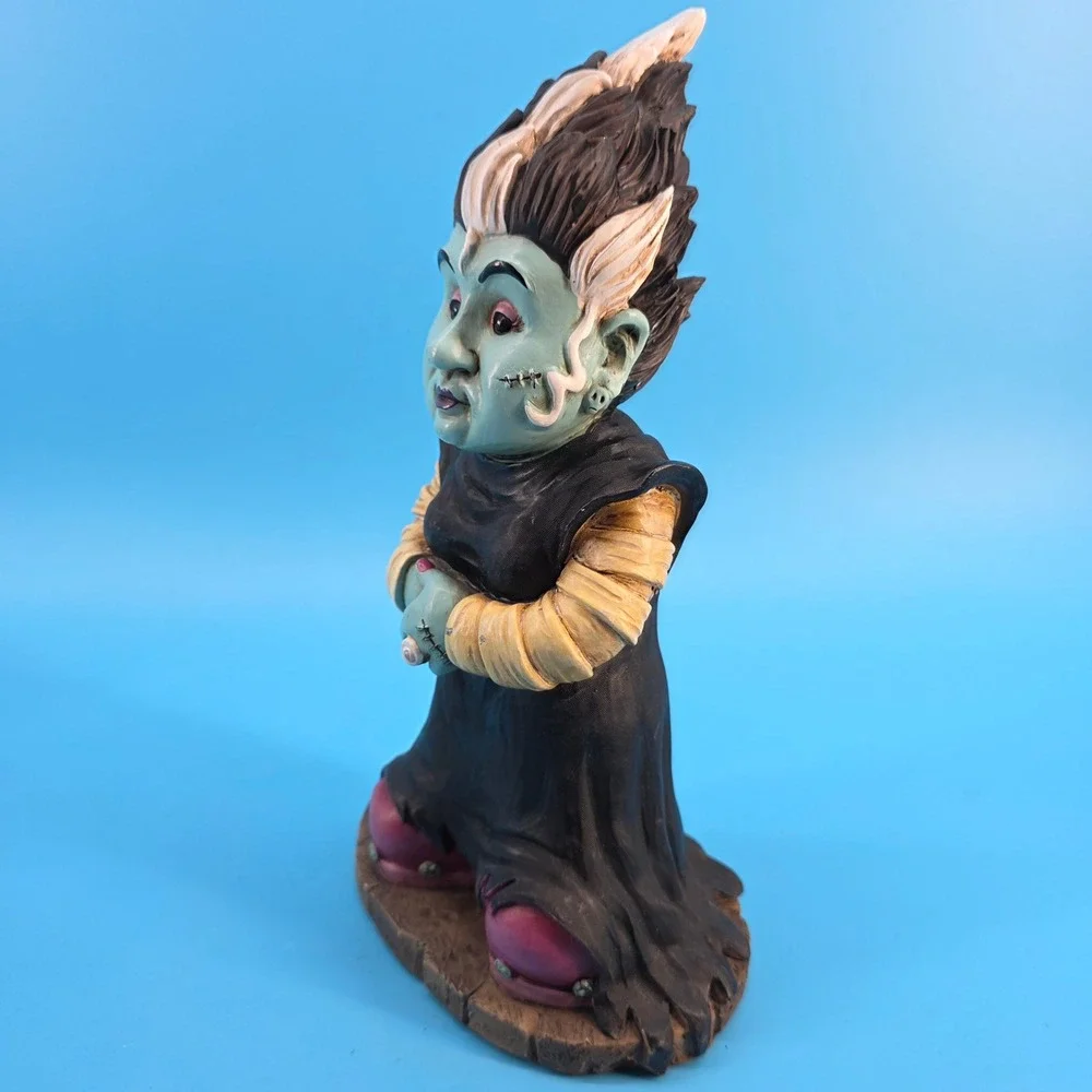 Spooky Bride of Frankenstein Garden Gnome Resin Horror Decor 11.5